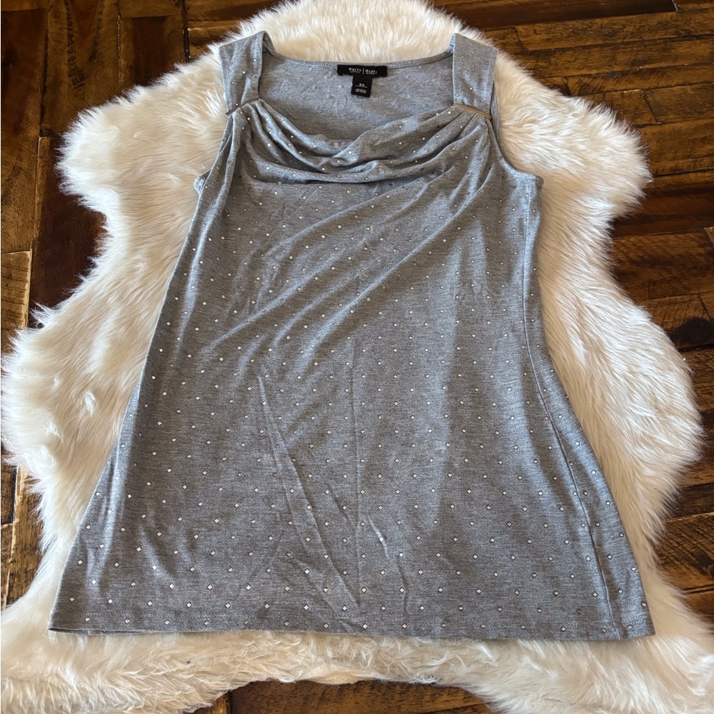 New York & Company Silver Embellished Tank Top